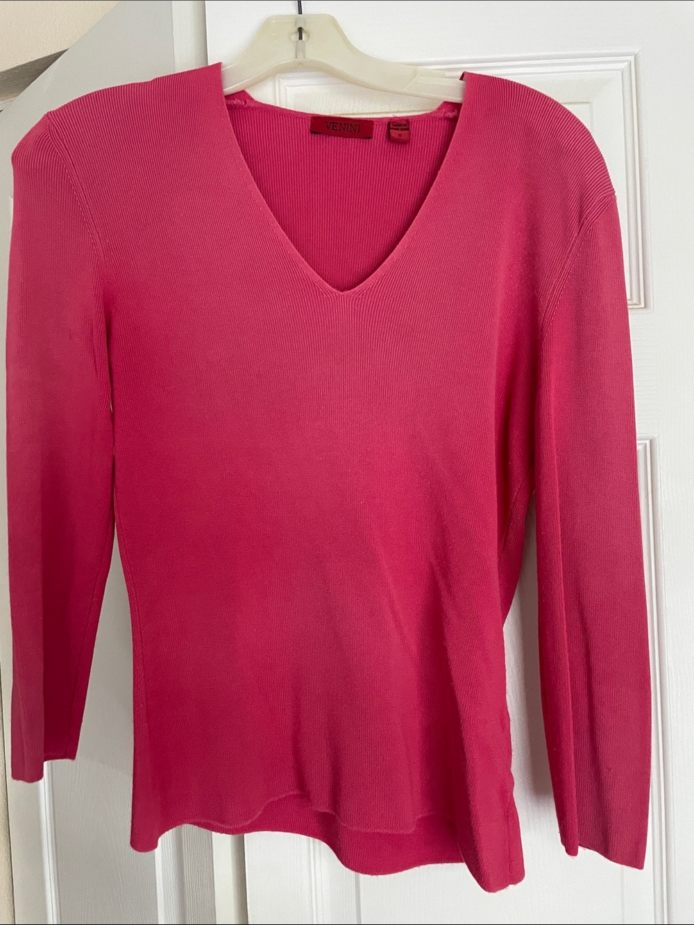 Venezia V-Neck Lightweight Sweater - Hot Pink